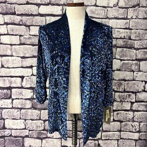Tan Jay NWT Blue & Black 3/4 Sleeve Cardigan Size PM